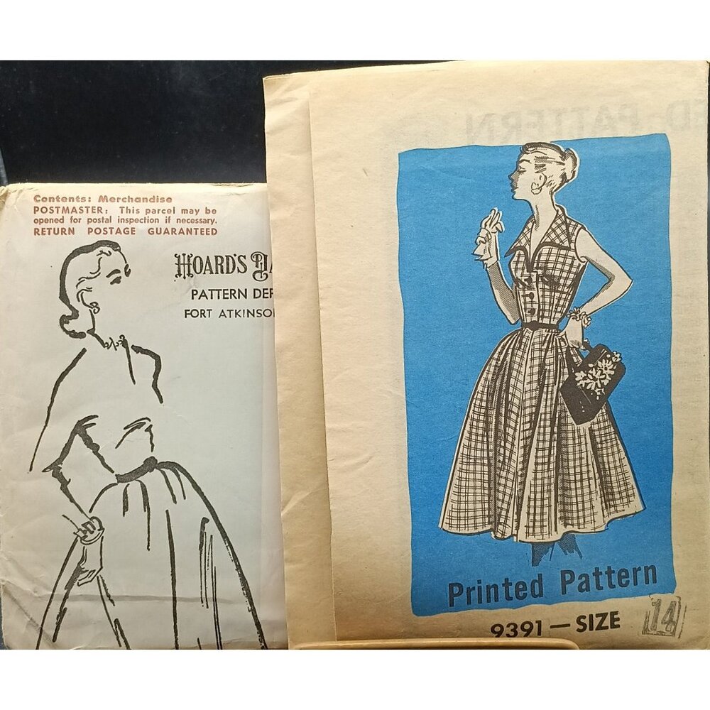 Vintage Hoards Dairyman Printed Dress Pattern 9391 For Misses Size14